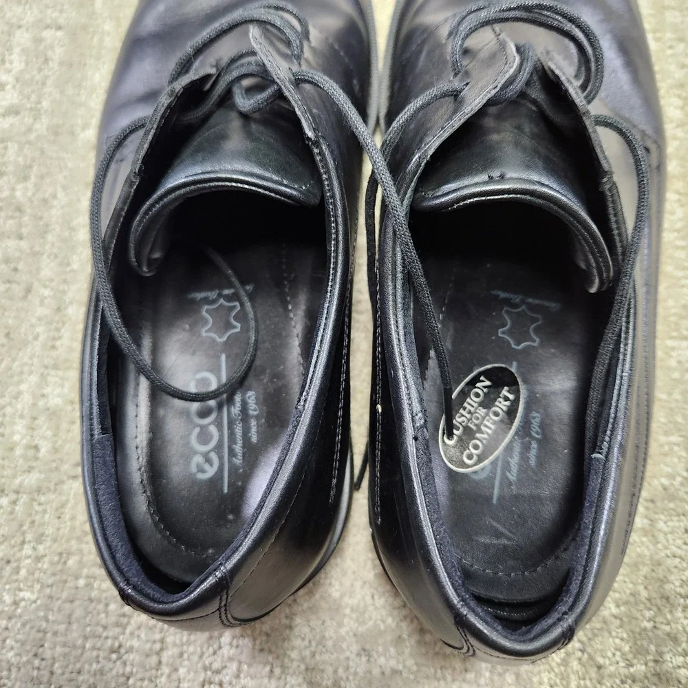 ECCO Helsinki Men Black Leather Derby Dress Shoes 45 Extra Width 050134-01001